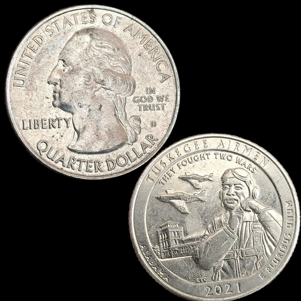 2021D TUSKEGEE AIRMEN Doubled Ear Doubled Die Quarter With Die Clash